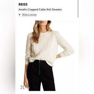 Reiss Cropped Cable Knit Sweater NWT